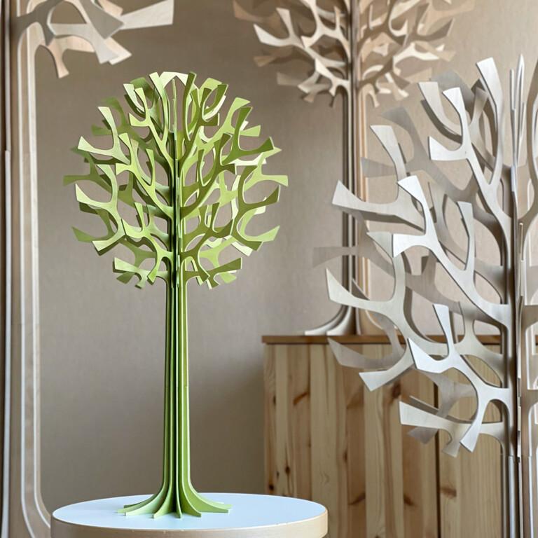 Lovi Tree 55cm, wooden home decoration, color pale green, made in Finland