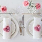 Lovi Heart light pink on wedding setting, wooden 3D puzzles