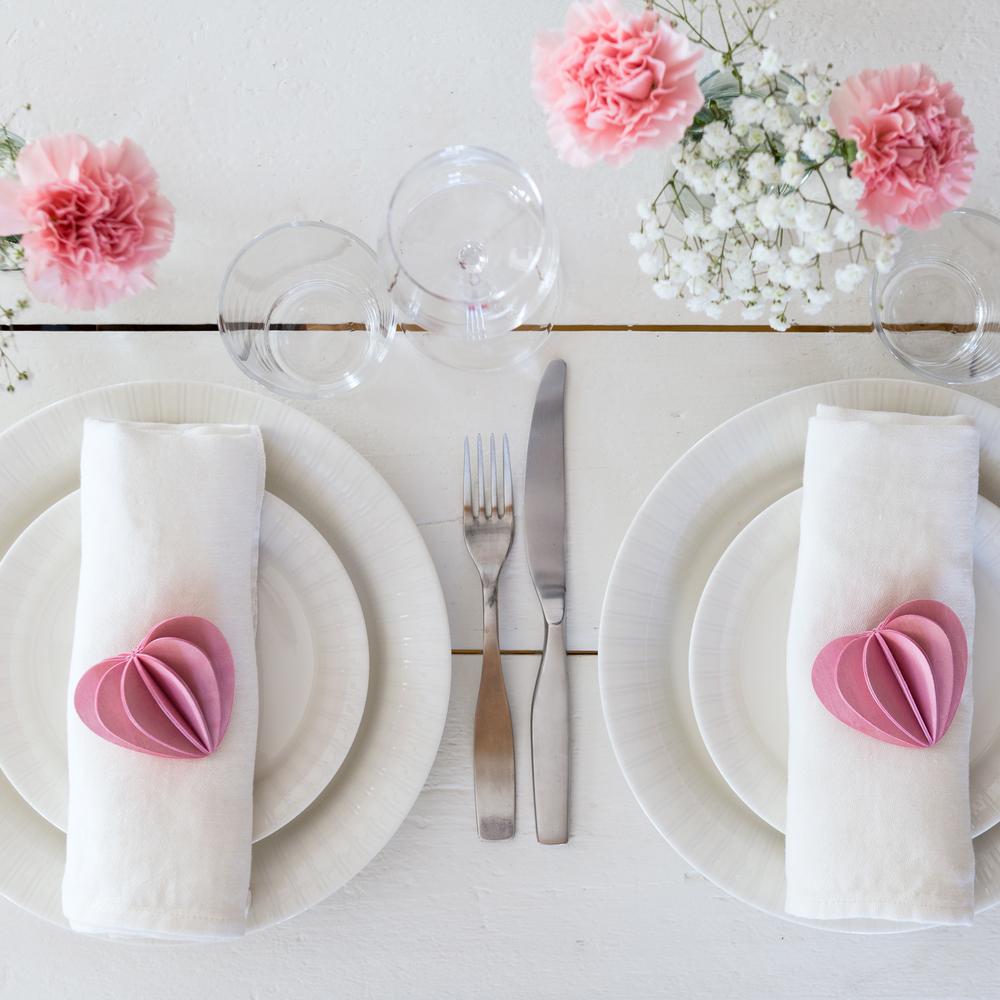Lovi Heart light pink on wedding setting, wooden 3D puzzles