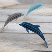 Lovi Dolphins 15cm, dark blue, grey, light blue, wooden 3D puzzles