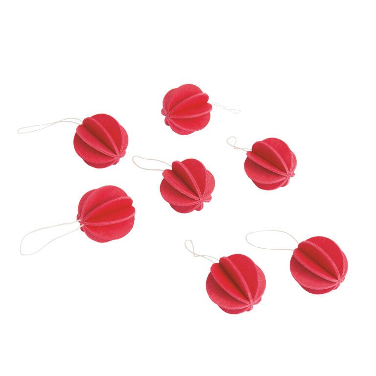 Lovi Baubles 35mm, bright red, wooden 3D puzzle, hanging ornaments