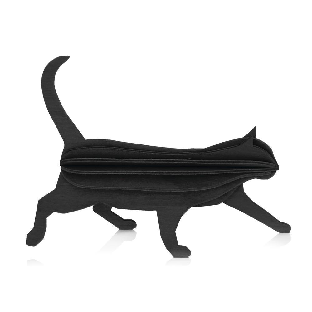 Lovi-kissa, musta, koottava puinen hahmo