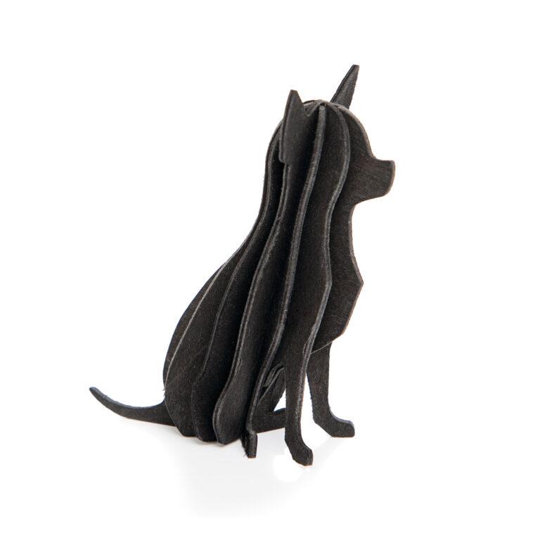 Lovi-chihuahua, musta, koottava puinen hahmo