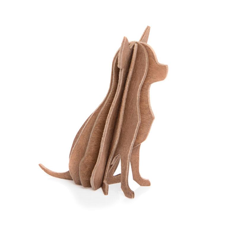 Lovi-chihuahua, ruskea, koottava puinen hahmo