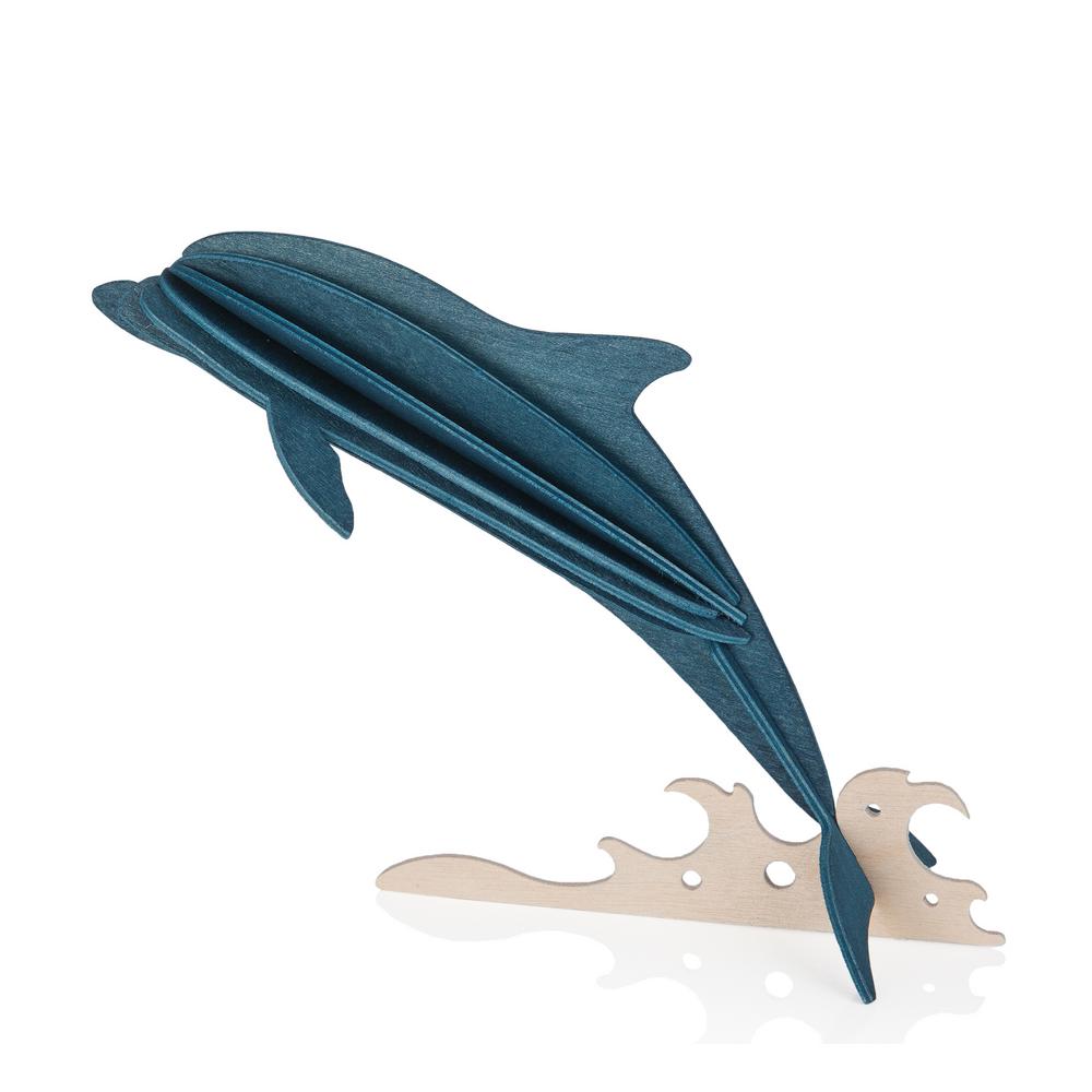 Lovi-delfiini 15cm, tummansininen, koottava puinen hahmo