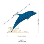Lovi-delfiini, koottava puinen hahmo, mittakuva