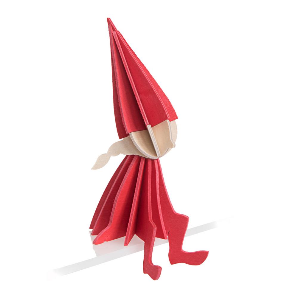 Lovi Elf Girl, bright red, wooden 3D puzzle