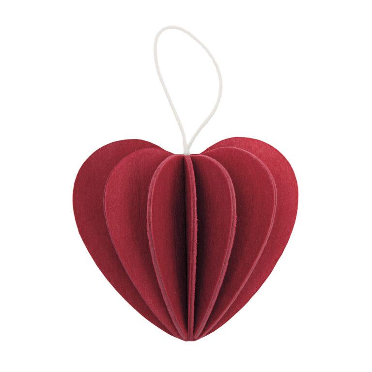 Lovi-sydän, tummanpunainen, koottava puinen koriste