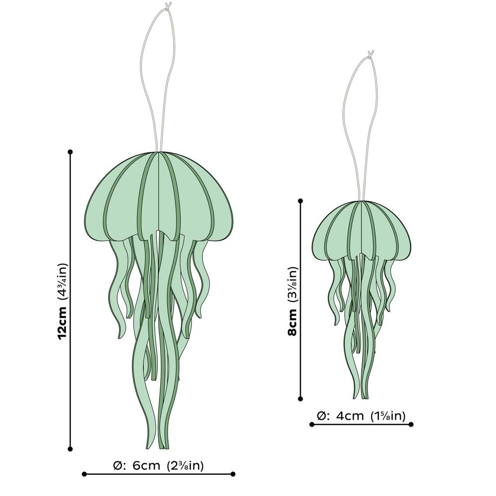 Lovi-meduusa, koottava puinen hahmo, mittakuva