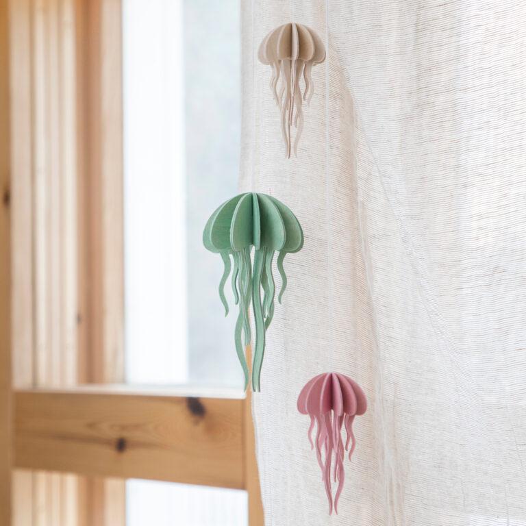 Lovi Jellyfish hang on curtain, wooden 3D puzzles