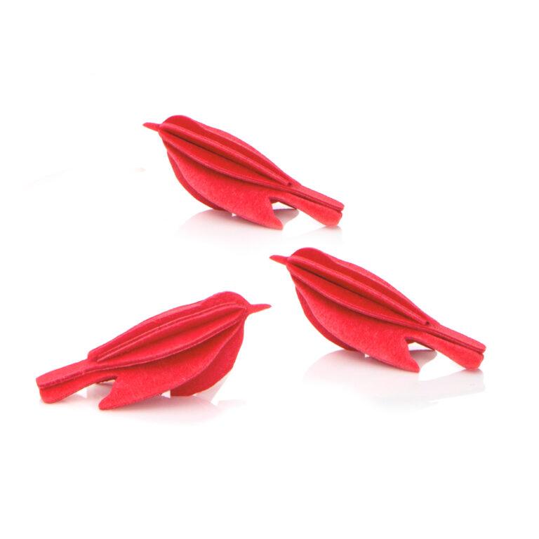 Lovi Minibird, bright red, wooden 3D puzzle