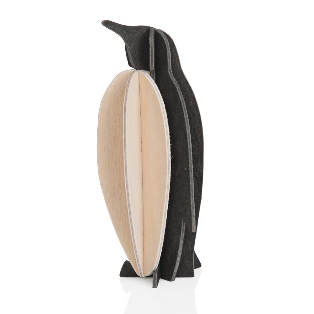 Lovi-pingviini, musta, koottava puinen hahmo