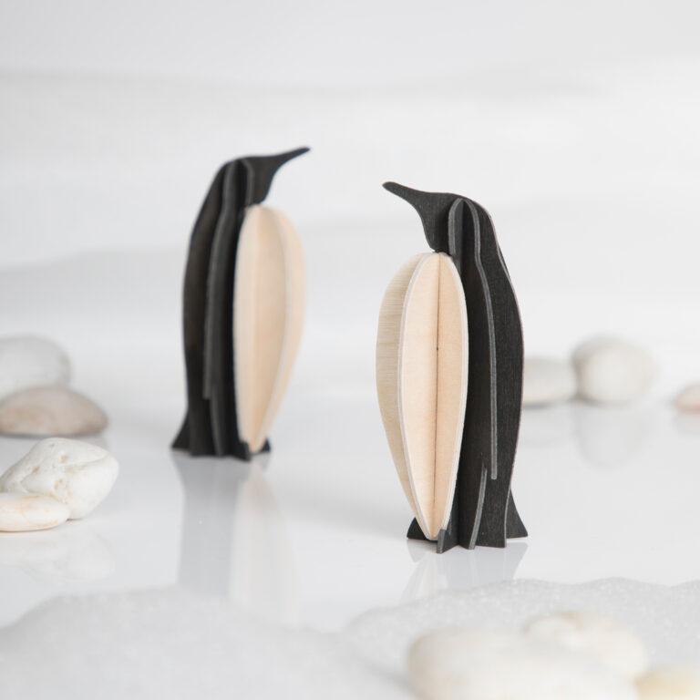 Lovi Penguins in white surroundings, wooden 3D puzzles