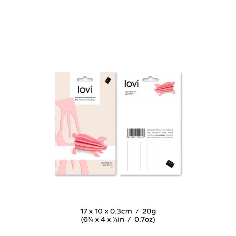 Lovi Pig 6cm, light pink, package measures