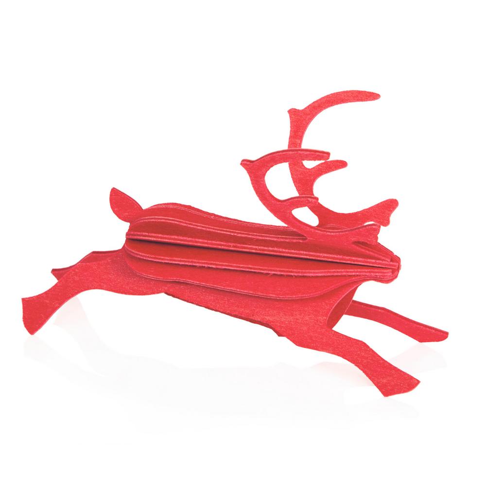 Lovi Reindeer, bright red, wooden 3D puzzle