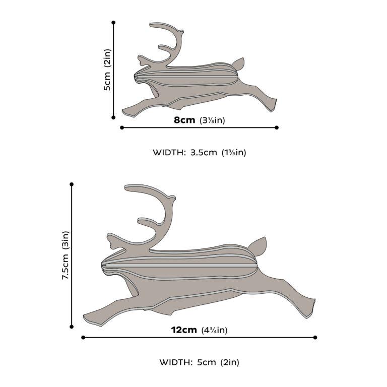 Lovi Reindeer, wooden 3D puzzle, measures