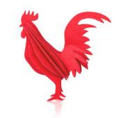 Lovi Rooster, bright red, wooden 3D puzzle
