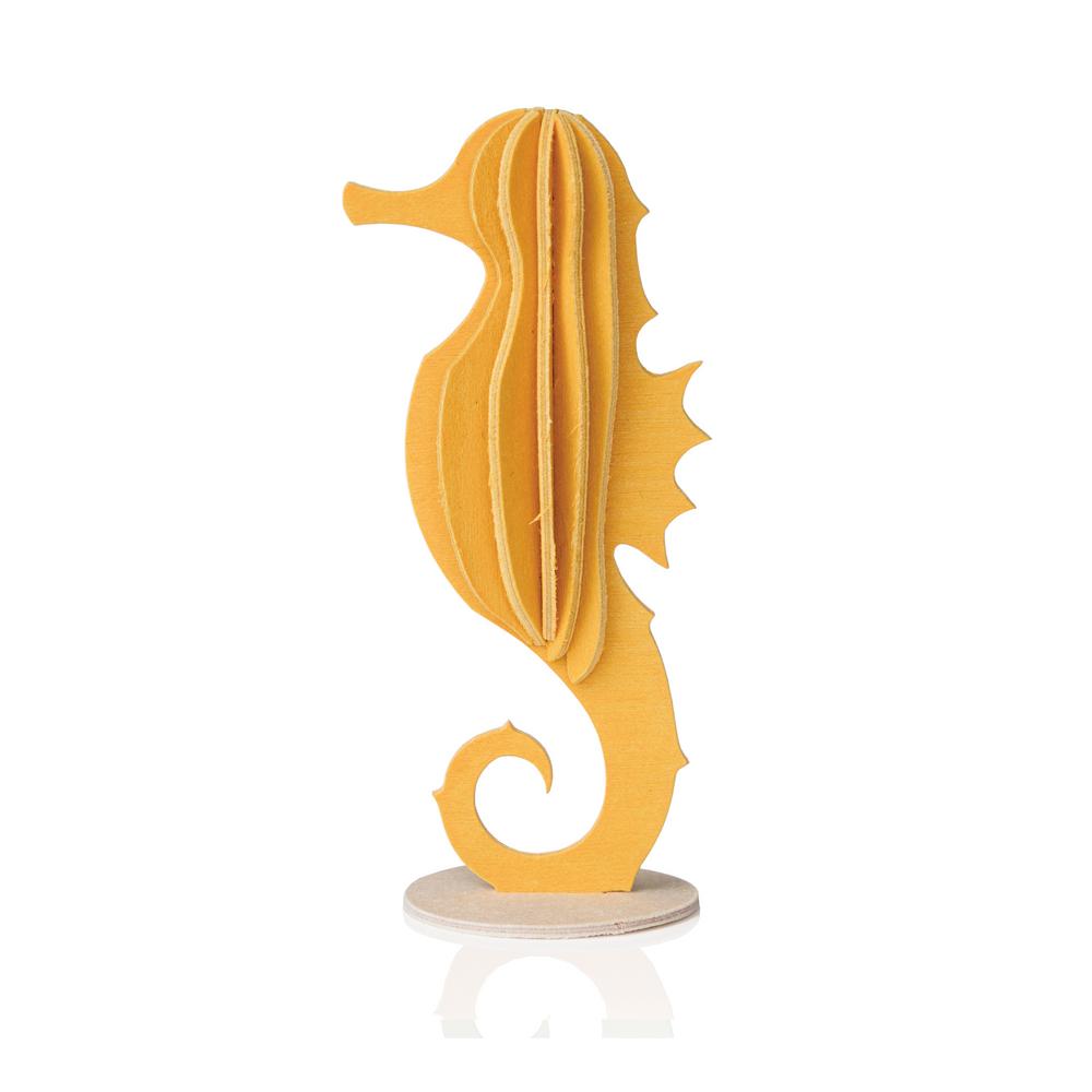 Lovi Seahorse, warm yellow, wooden 3D puzzle