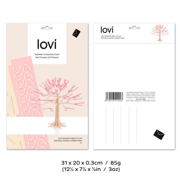Lovi Season Tree, wooden 3D puzzle, package with measures