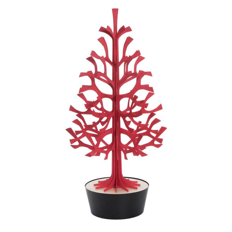 Lovi Spruce 120cm, bright red with black pot, wooden 3D figure