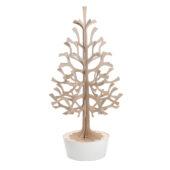 Lovi Spruce 120cm, natural wood with white pot, wooden 3D figure