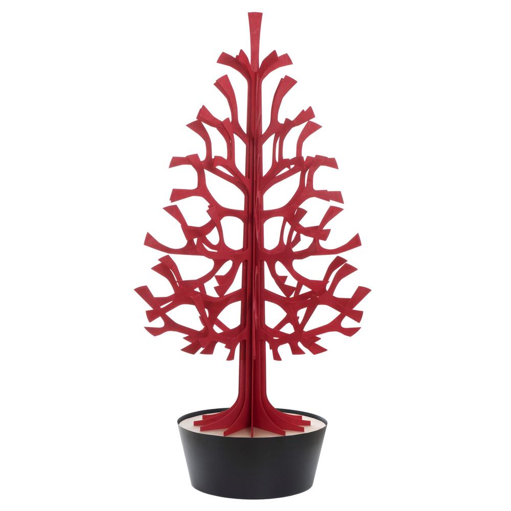Lovi Spruce 180cm, bright red with black pot, wooden 3D figure
