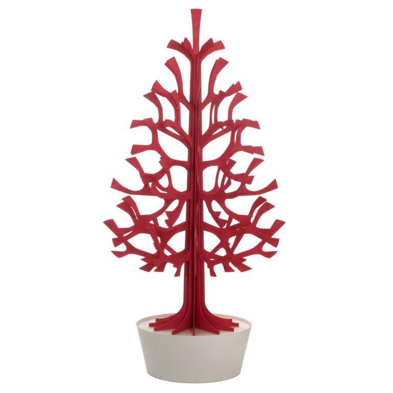 Lovi Spruce 180cm, bright red with white pot, wooden 3D figure