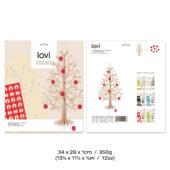 Lovi Spruce 30cm with bright red minibaubles, wooden 3D figure, package