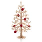 Lovi Spruce 50cm natural wood with bright red Lovi Baubles 3.5cm