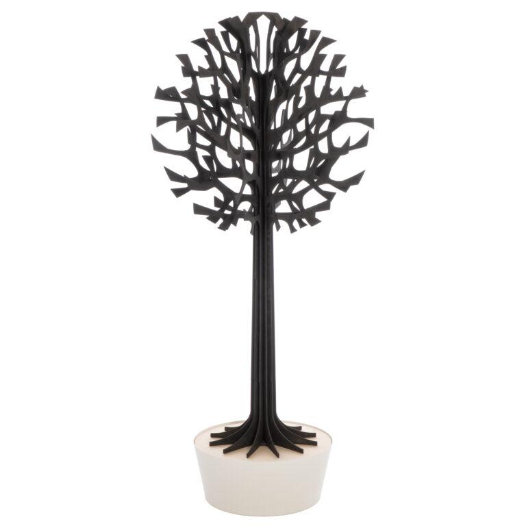 Lovi Tree 135cm, black with white pot, wooden 3D figure