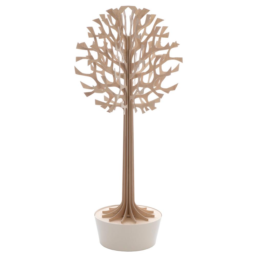 Lovi Tree 135cm, natural wood with white pot, wooden 3D figure