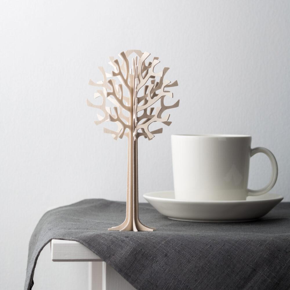 Lovi Tree 16,5cm, natural wood with coffee cup, wooden 3D puzzle