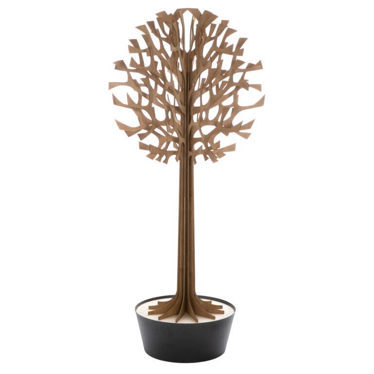 Lovi-puu 200cm, ruskea, koivuvanerista valmistettu, koottava puu mustassa ruukussa