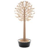 Lovi Tree 2m, natural wood with black pot, wooden 3D figure