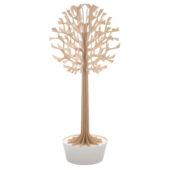 Lovi Tree 2m, natural wood with white pot, wooden 3D figure