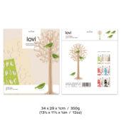 Lovi Tree 34cm with light green minibirds, natural wood, wooden 3D decoration, package