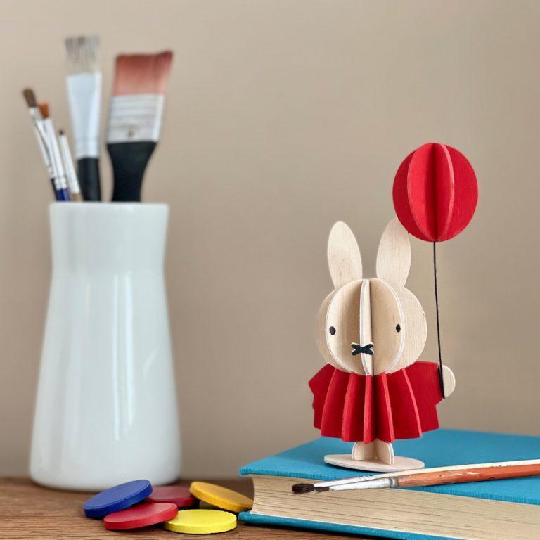 Wooden Miffy by Lovi with Balloon figure, paint and assemble yourself.