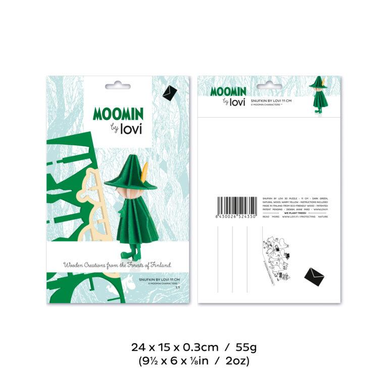 Snufkin by Lovi , dark green, wooden 3D puzzle, package