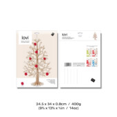 The package of Lovi Spruce 30cm with Minibaubles, the wooden Christmas tree