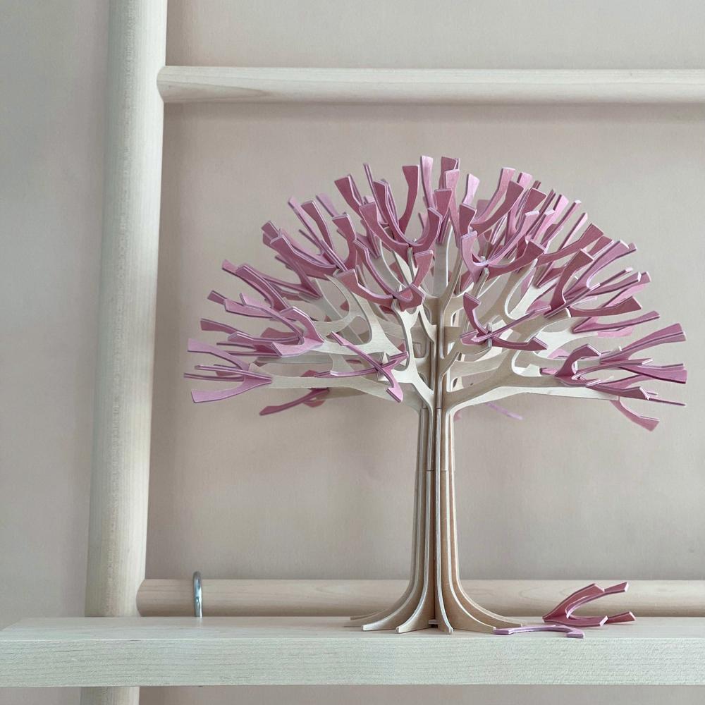 Blooming Cherry Tree by Lovi, wooden decoration, color light pink and natural wood