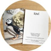 Lovi-pakettikortti. Pakettikortti lisättäväksi lahjatilaukseen Lovi-verkkokaupassa.