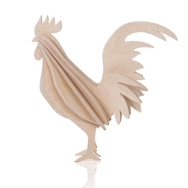 Lovi Rooster, Wooden natural wood,3D puzzle