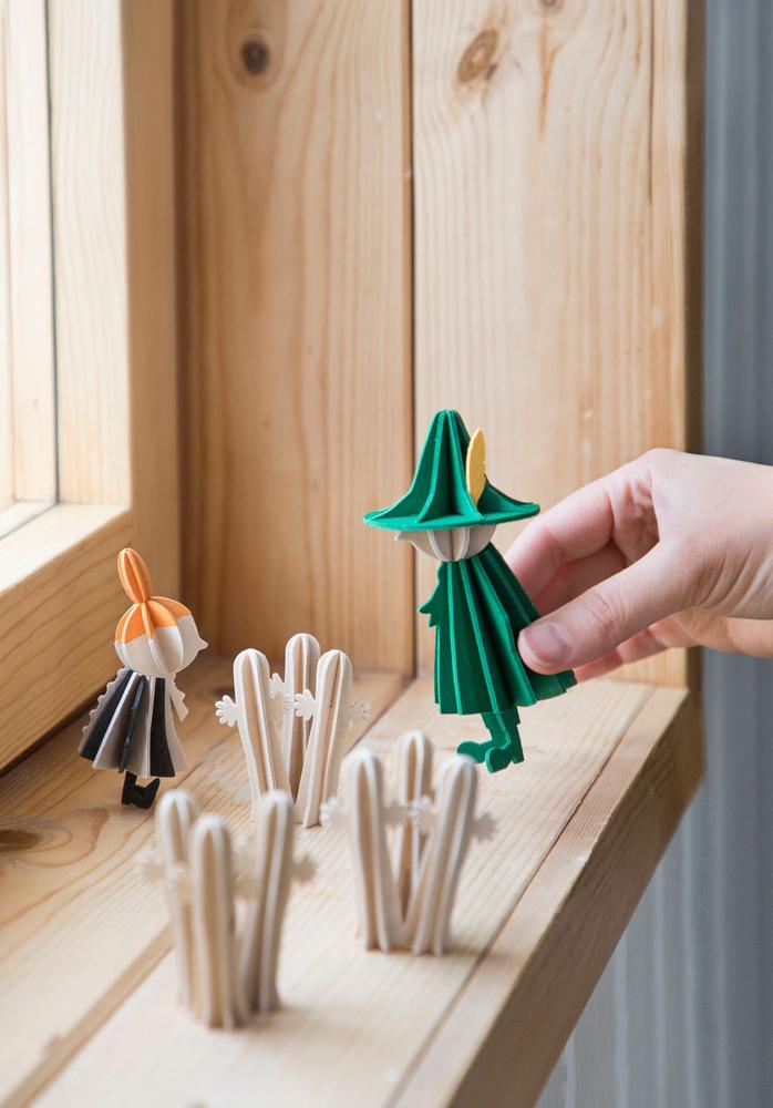 Little My, Hattifatteners and Snufkin by Lovi, wooden 3D figures