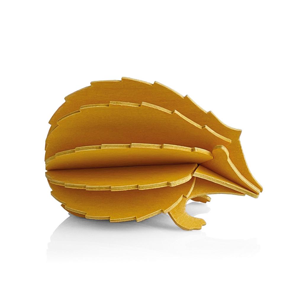 Wooden Hedgehog figure by Lovi, warm yellow