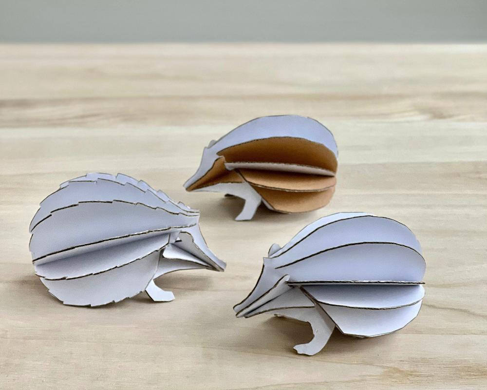 Cardboard prototypes of Lovi Hedgehog