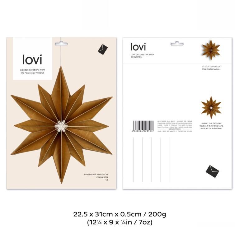 The package of Lovi Decor Star 24cm, wooden decoration star