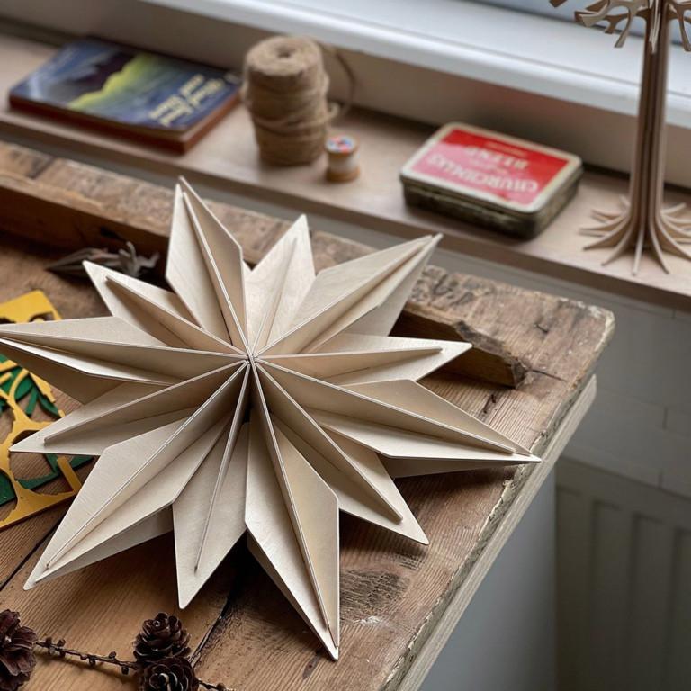 Lovi Decor Star, natural wood, wooden decoration star, assemble yourself