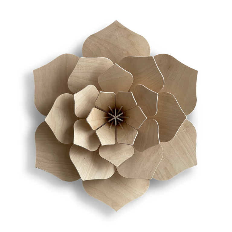 Wooden wall flower by Lovi, size 48cm, color natural wood