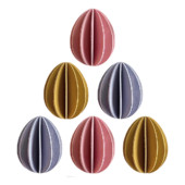 Wooden Easter Eggs 4.5cm  by Lovi, 6pcs, colors light pink, honey yellow and flax blue