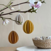 Wooden Easter Eggs by Lovi, size 7cm, colors cinnamon brown, honey yellow, natural wood